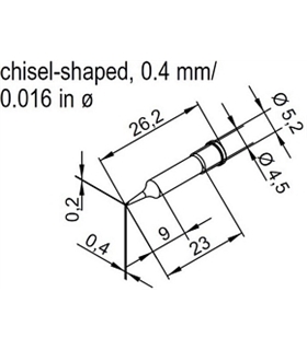 Ponta 0.4mm para ERSA I-Tool - 0102CDLF04/SB