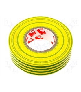 Rolo de Fita Isoladora Amarelo/Verde 0.15mmX19mmX25m - FIS25YG