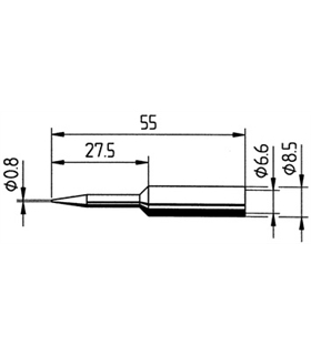 Ponta 0,8mm para ferros e estaçoes ERSA - 0832SDLF/SB