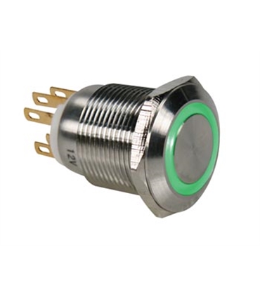 Pulsador Metálico Luminoso Verde R1900G - MS1900G