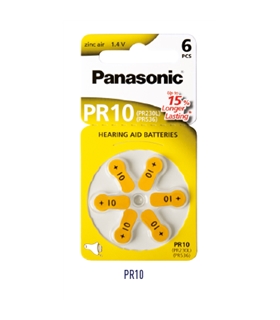 PR10 - Pilha Aparelho Auditivo Panasonic PR10 Blister 6 - 169PR10