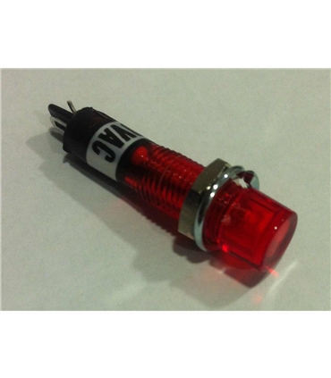 Indicador com lâmpada de neon vermelho 230VAC Ø10mm - MIX017-0247