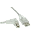 Cabo USB-A / USB-B 90º 2mt Transparente
