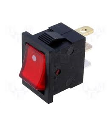 Interruptor Basculante On/Off Pequeno c/ luz Vermelha 12VDC - 914BPCL12V