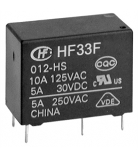 HF33F/024-ZS3 - Relé 24Vdc, SPDT, 10A - HF33F/024