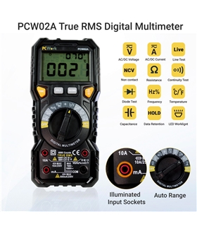 PCW02A - Multimetro Digital CATIII 1000V com NCV; Cap; Temp - PCW02A