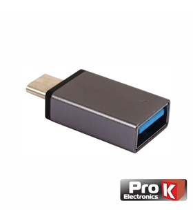 Adaptador USB-C Macho USB-A 3.0 Femea Preto - ADPUSB30C3