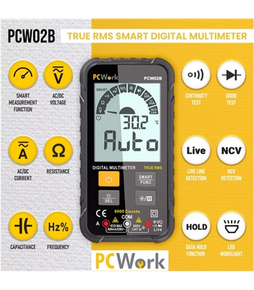 PCW02B - Multimetro Digital CATIII 600V com NCV; Cap - PCW02B
