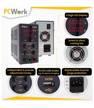 PCW07A - Fonte Alimentacao Bancada, 0-30V, 5A, USB #2 - PCW07A