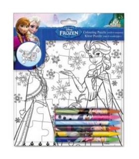 Puzzle 20 Peças para colorir com 6 lápis de cera FROZEN - 55384