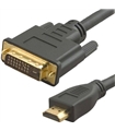 Cabo HDMI 1.4, DVI-D 18+1 M, HDMI M, 2m Preto