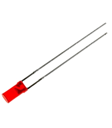 LED 3mm, Vermelho, Frente Plana, 1-4mcd - L-424HDT