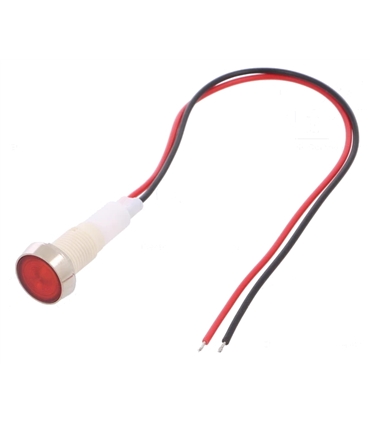 Sinalizador 24Vdc/ac LED Vermelho 10mm c/ Fios - IND10P24RW