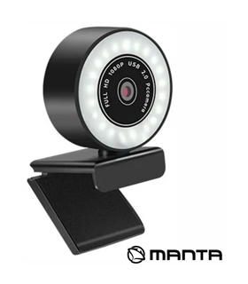 Webcam 1920x1080 C/ Microfone E Luz LED MANTA - W180
